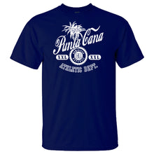 Navy men’s t-shirt with “Punta Cana 1969 Athletic Dept.” graphic and Dominican Republic badge by Punta Cana T-Shirts.