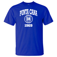 Royal blue men’s t-shirt with “Punta Cana 1969” and Dominican Republic badge by Punta Cana T-Shirts