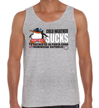 Hot Penguin, Ltd. Cold Weather Sucks tank top for men, Punta Cana collection - Hot Penguin, Ltd.