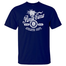 Punta Cana Athletic Department basic t-shirt in navy blue. 100% cotton crew neck with Punta Cana Athletic Department logo printed on the front