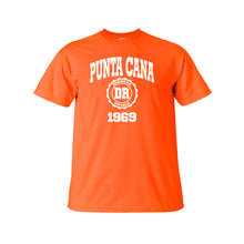 Punta Cana T-Shirts basic kid's tee in bright orange. This 100% cotton simple crew neck t-shirt features our Punta Cana 1969 logo printed on the front. Tagless printed label for maximum comfort.