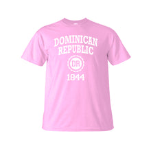 Punta Cana T-Shirts basic kid's tee in soft pink. This 100% cotton simple crew neck t-shirt features our Dominican Republic 1844 logo printed on the front. Tagless printed label for maximum comfort.
